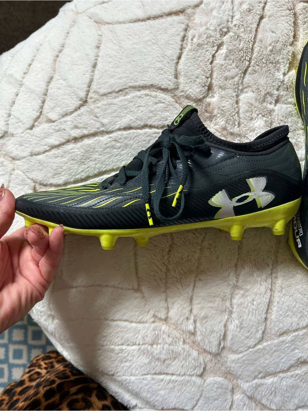 Under Armour Black Athletic Shoes with Neon Green Accents